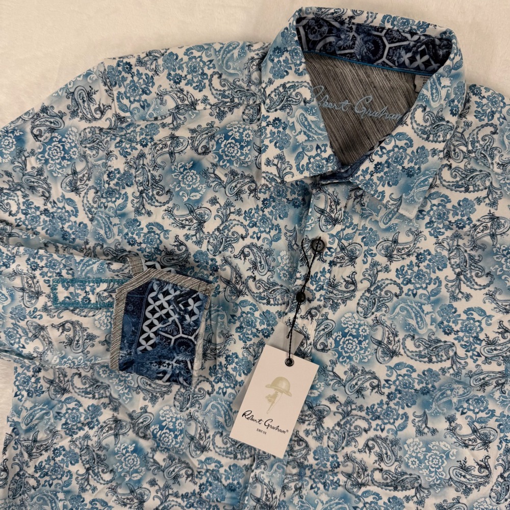 Robert Graham‎ Downing Classic Fit Long Sleeve Button Down Shirt S Blue Paisley